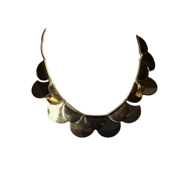 Kate Spade Gold Scallop Statement Necklace Collar Chunky Retired Y2K - Picture 4 of 8